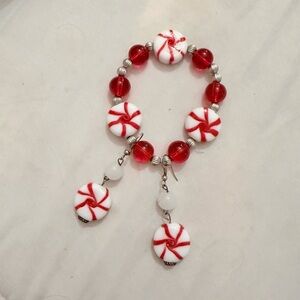 Candy cane bracelet and earrings set